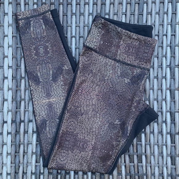 LULULEMON Wunder Under Pant *Full-On Luon - Golden Godess Cashew Multi / Black - Picture 6 of 14